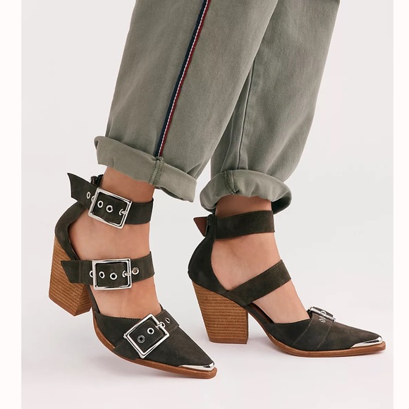 Jeffrey Campbell x Free People Hendrix Heel Khaki Olive SuedeUS 7 EU 38 NWOB - Picture 3 of 12